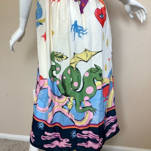 Akilina Printed Sleeveless Colorful Abstract Print Dress - Picture 8 of 13